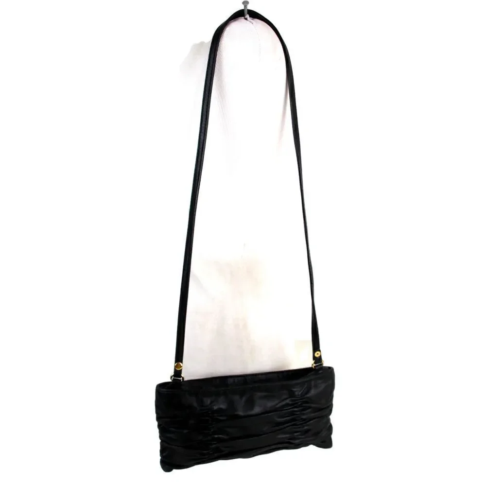 Michael Kors SOFT BLACK GENUINE LEATHER SMALL X-BODY SHOULDER BAG CLUTCH PURSE